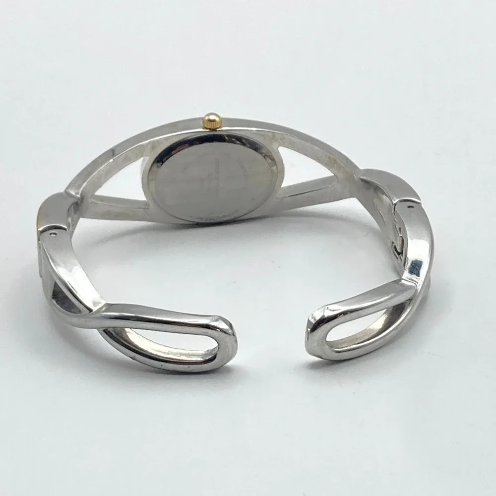 Vivani Women's Watch Cuff Silver Gold Two Tone 20mm Oval New Battery 6.5
